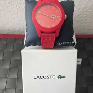 Lacoste Bold Red Timepiece - Silicone With Silver Accent Buckle, Unisex ⌚